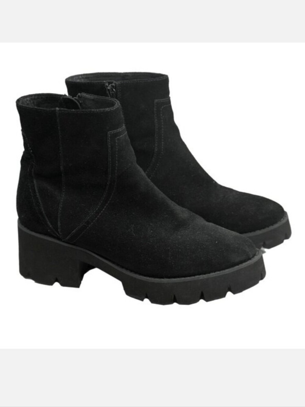 Seychelles Combat Boot Cyberpunk Black Leather Goth Emo Mid Shaft Lug Sole Suede